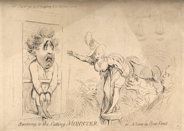 V0011294 The dismayed Charles Fox in handcuffs, implicated by a woman